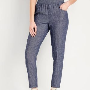 Old Navy Linen Blend High Waisted Cropped Pants